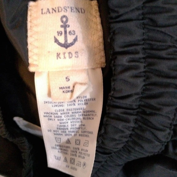 Lands End Kids Sz 5 Black Winter Outdoor Snow Pants Grow A Longs Leg Ankle Zip - Picture 4 of 6
